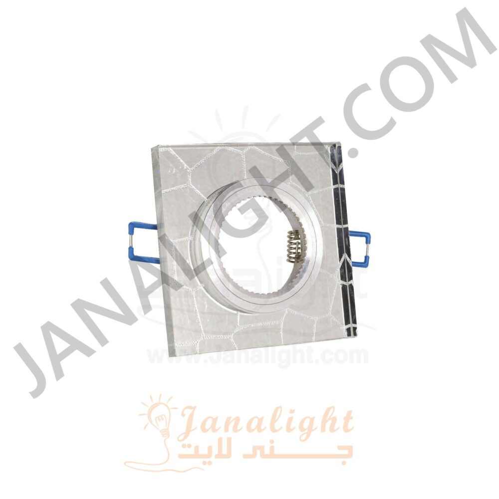 سبوت لايت كريستال مربع فارغ 7.5 فضي مراية معرق 0 Square Crystal Silver Mirror Veiny 7,5 SpotLight Frame