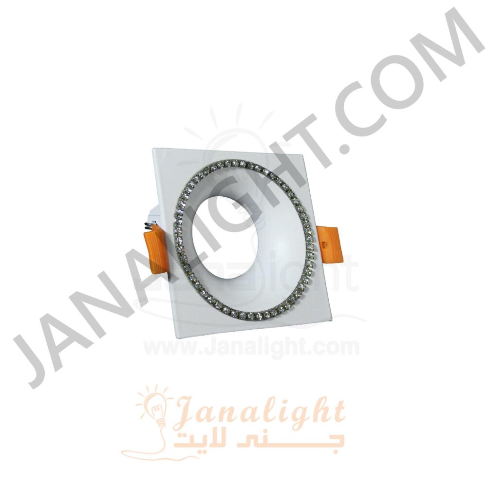 سبوت فارغ 7.5 سم مجوف مربع ابيض ماسة Square Hollowed White 7.5 Strass Spotlight Frame