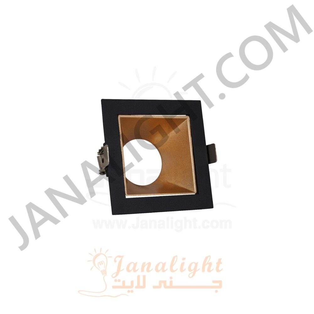 سبوت فارغ 7.5 مربع اسود و ذهبي مط Square Black and Matt Gold 7.5cm Spotlight Frame