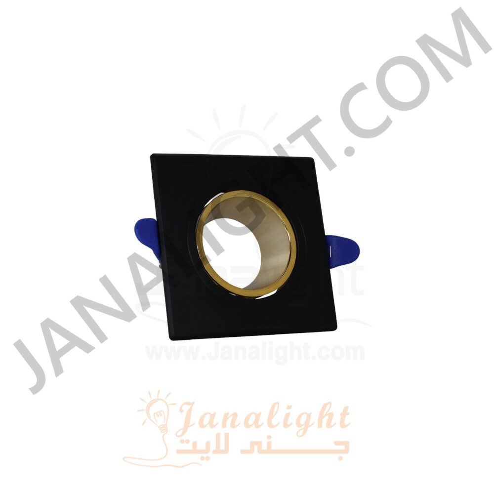 سبوت فارغ 7.5 مربع بلاستك اسود وذهبي Square Plastic Black Gold 7.5 Spotlight Frame