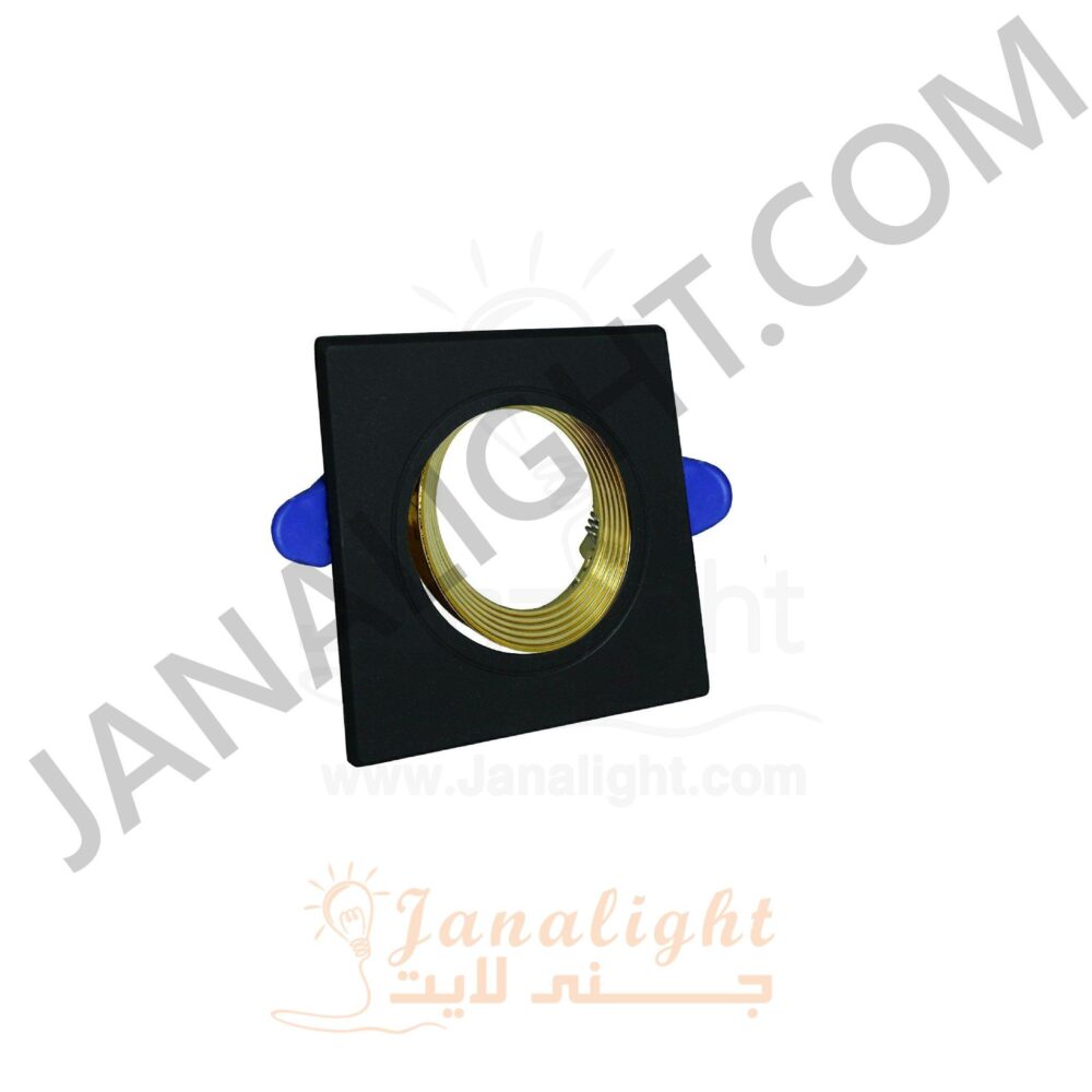 سبوت فارغ 7.5 مربع بلاستك اسود و ذهبي Square Plastic Black and Gold 7.5 Spotlight Frame