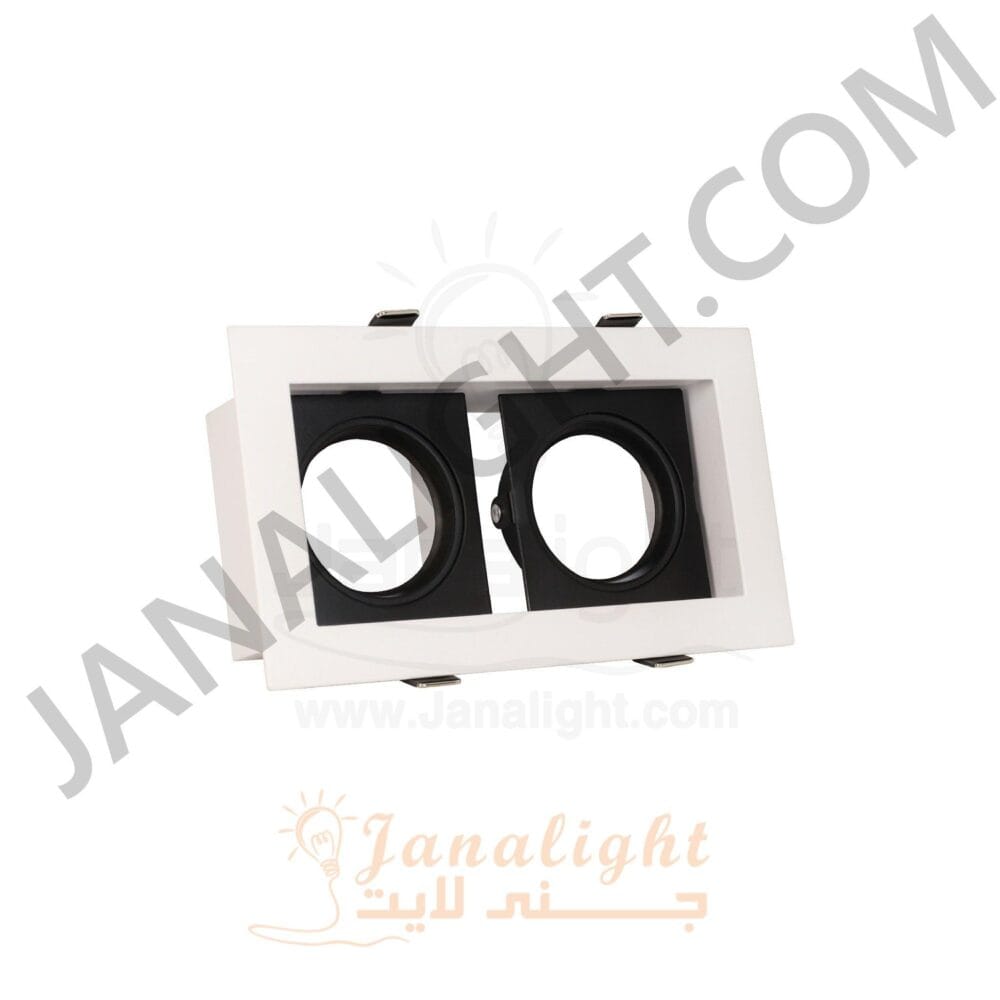 سبوت لايت دايكست مربع 2عين ابيض قلب اسود TEC-6151 slotter twin frame black & white led downlight