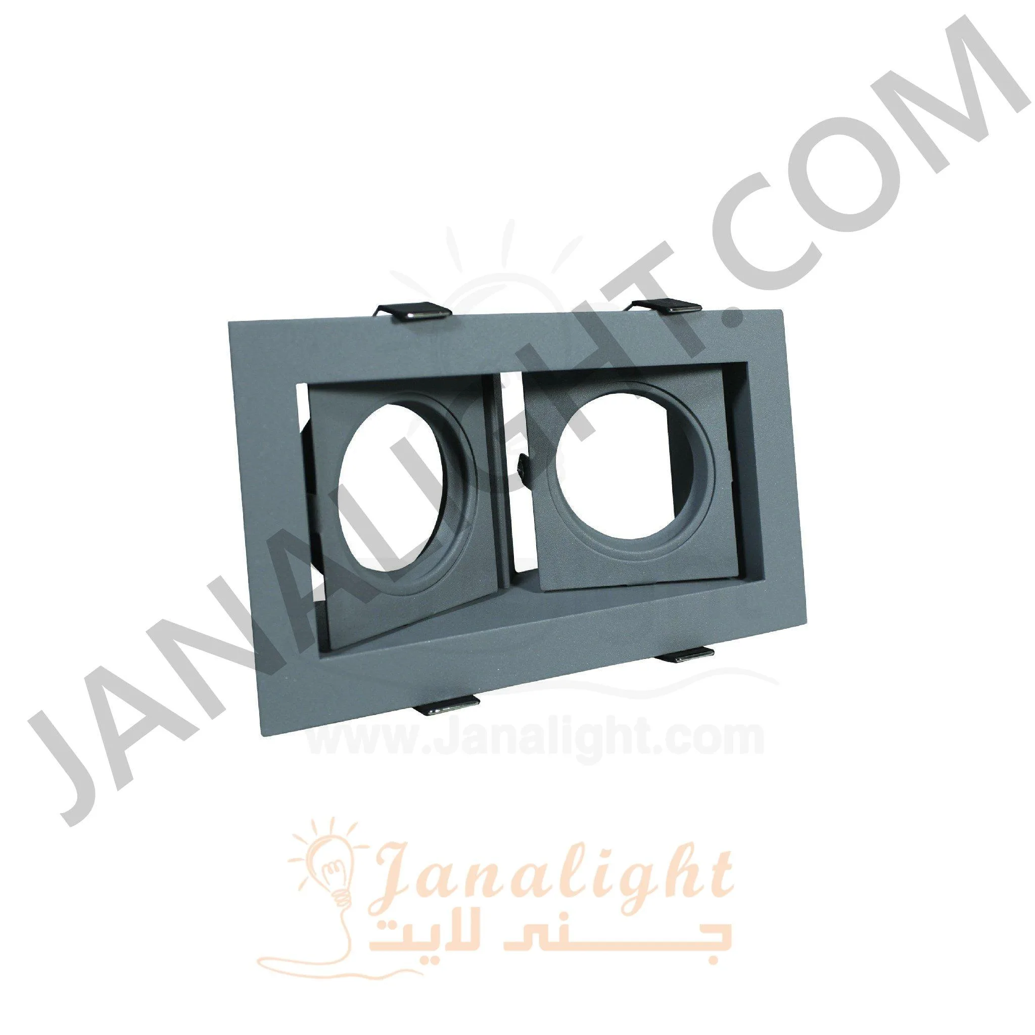 سبوت لايت دايكست مربع 2عين رمادي فاتح سادة Tec-6151 Slotter Twin Frame Gray Led Downlight