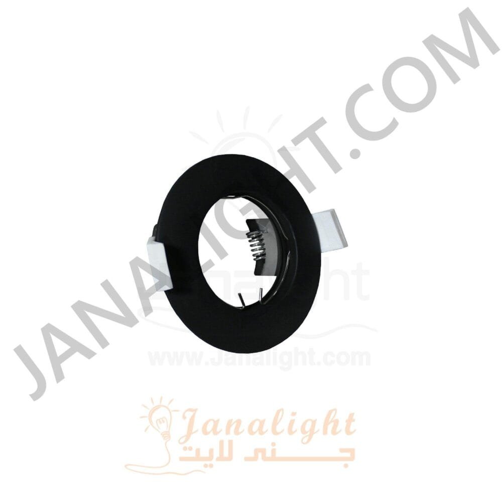 سبوت لايت مدور فارغ ثابت اسود مط عريض بريق BQ 02 - 07 pivoting round recessed black frame spotlight 9cm