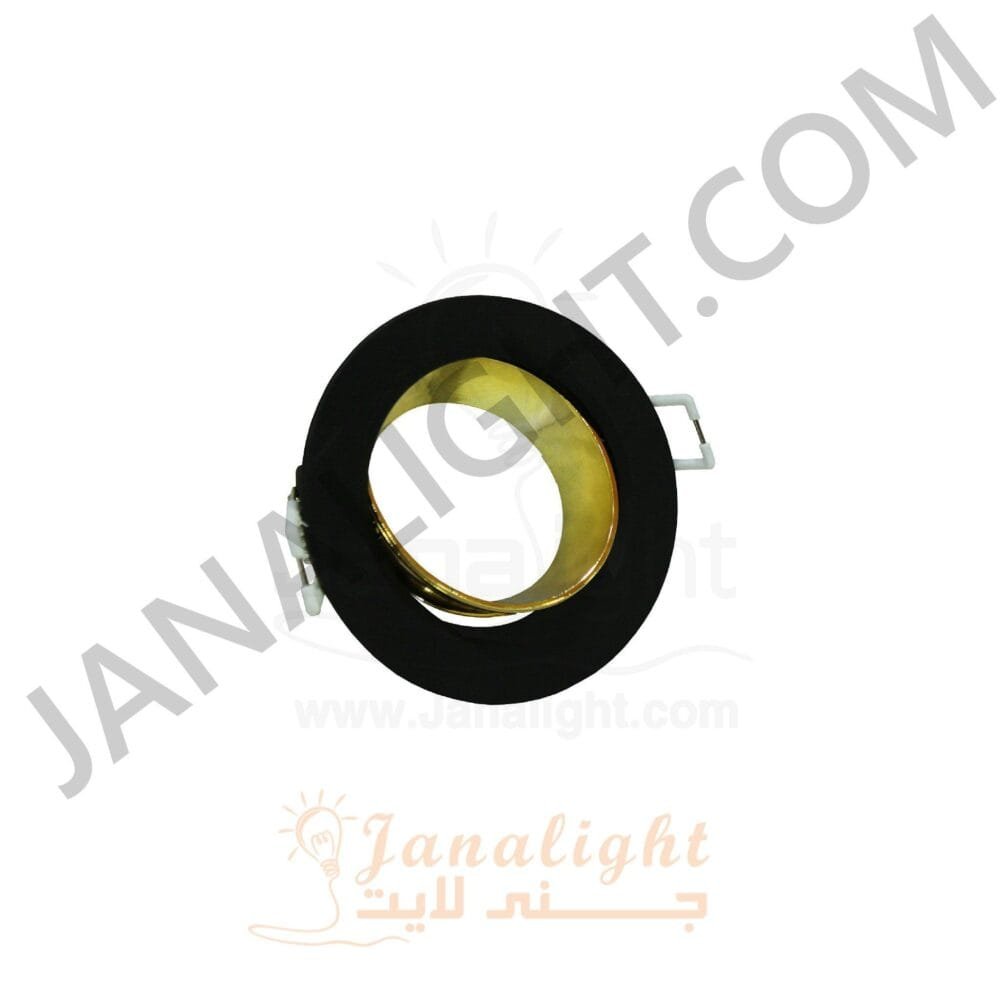 سبوت مدور متحرك فارغ ناعم كونو اسود - ذهبي بريق BQ-02-18 pivoting round recessed black & gold frame spotlight 9 cm