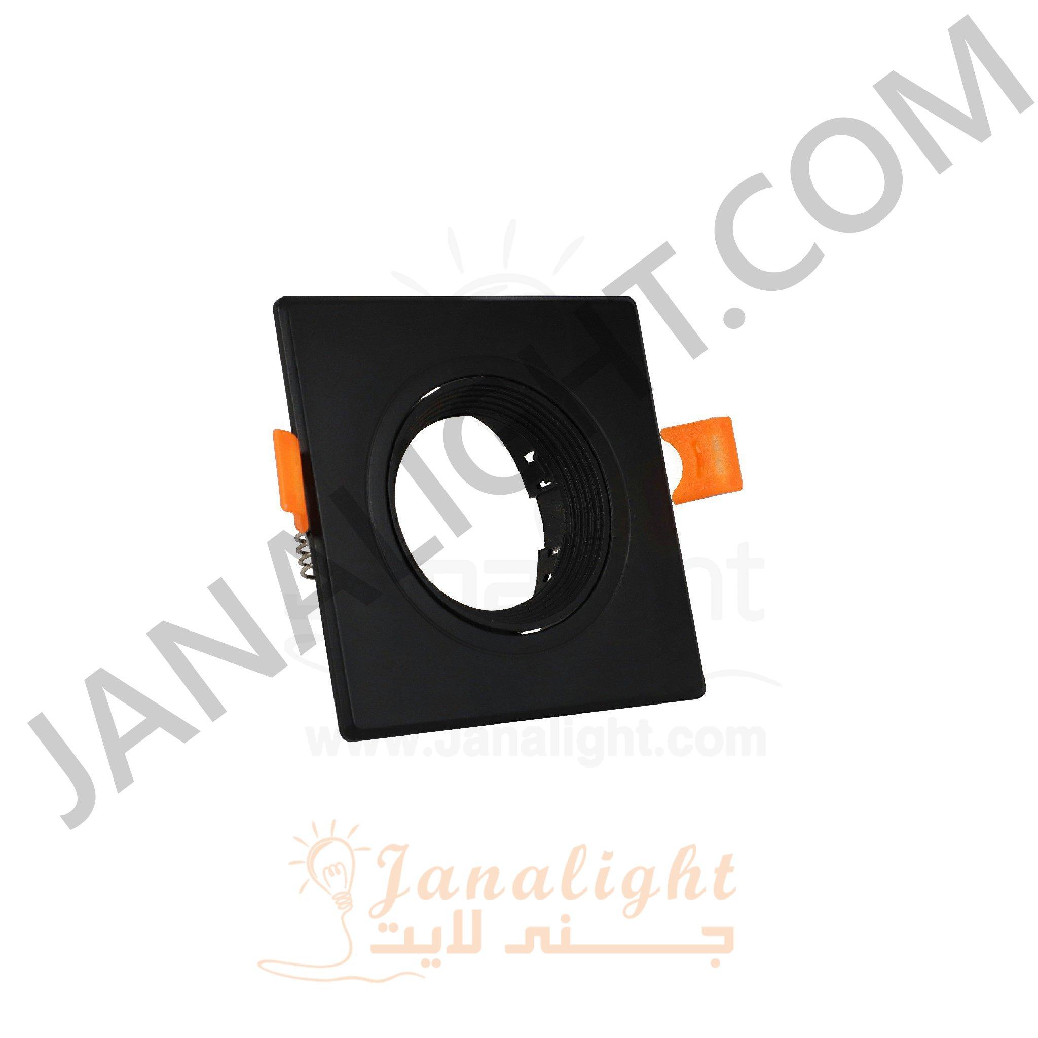 سبوت فارغ مربع بلاستك اسود x اسود مدرج جنى لايت pivoting black & black plastic recessed frame spotlight 9cm