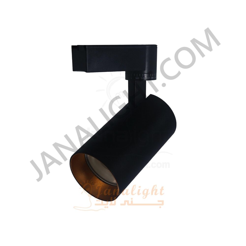 سبوت لايت تراك سبوت تراك 30 وات اسطواني اسود حلق ذهبي وورم QY65 Black Warm Cylinder 30 Watt Track Light Spot with Gold ring