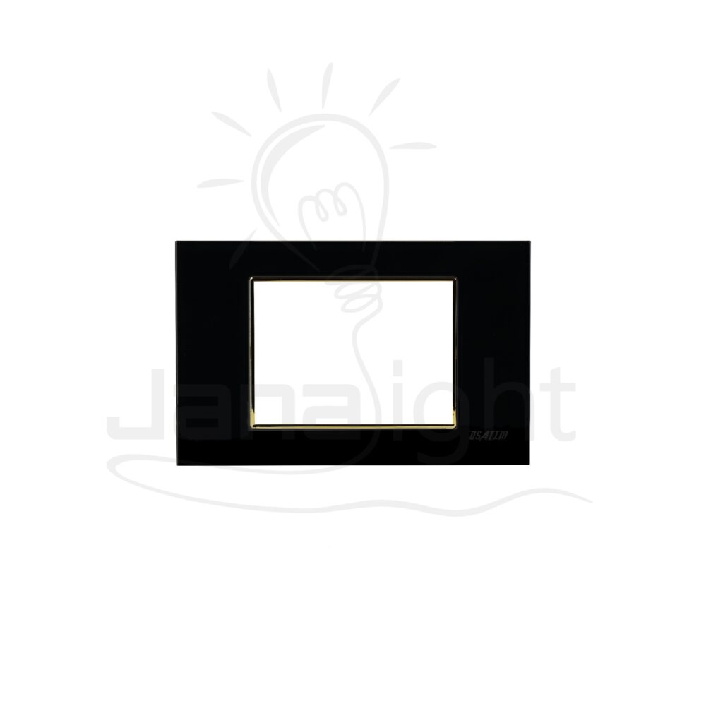 وش كريستال OSA اسود اطار ذهبي Black and gold frame 3 gang screwless wall plate switch crystal cover OSA