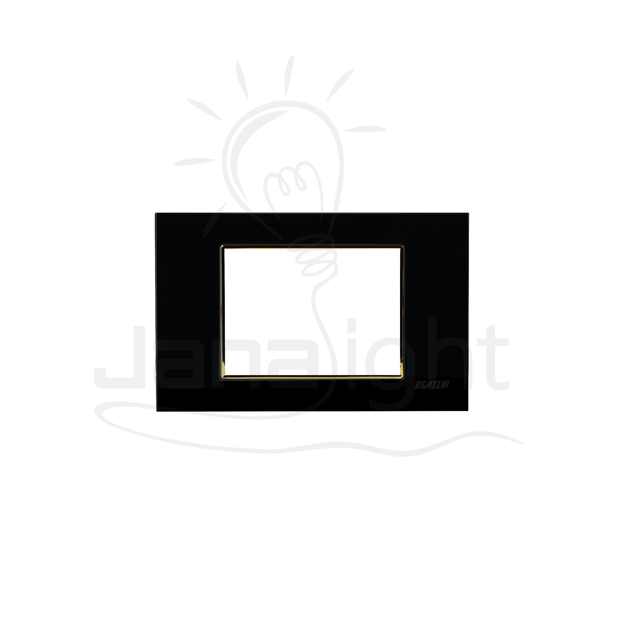 وش كريستال OSA اسود اطار ذهبي Black and gold frame 3 gang screwless wall plate switch crystal cover OSA