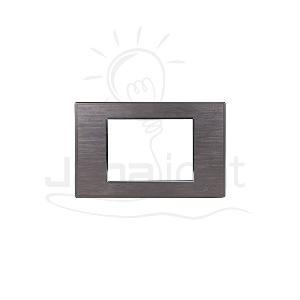 وش لينر بني اطار فضي OSA مربع Brown and silver frame 3 gang screwless wall plate switch cover Sanshe