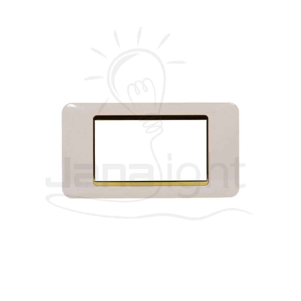 وش فلات رباعي بيج و ذهبي OSA بومبي Beige and gold frame 4 gang screwless wall plate switch cover OSA