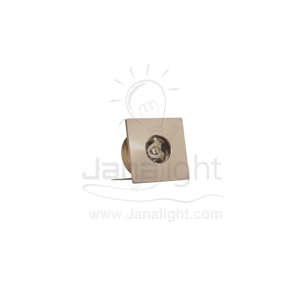 سبوت لايت زر ميتال مربع وورم ذهبي 1.5 وات لد square gold mini ceiling led recessed spotlight 4cm