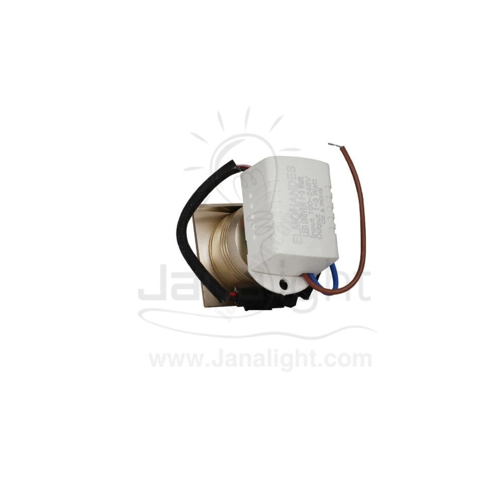 سبوت زر ميتال مربع وورم ذهبي 1.5 وات لد square gold mini ceiling led recessed spotlight 4cm