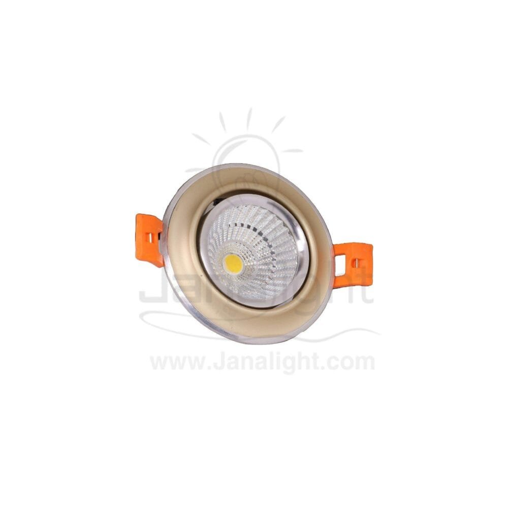 سبوت لايت 5 وات 7سم شمباني فريم فضي وورم COB كريستال recessed round spotlight gray body color with silver ring