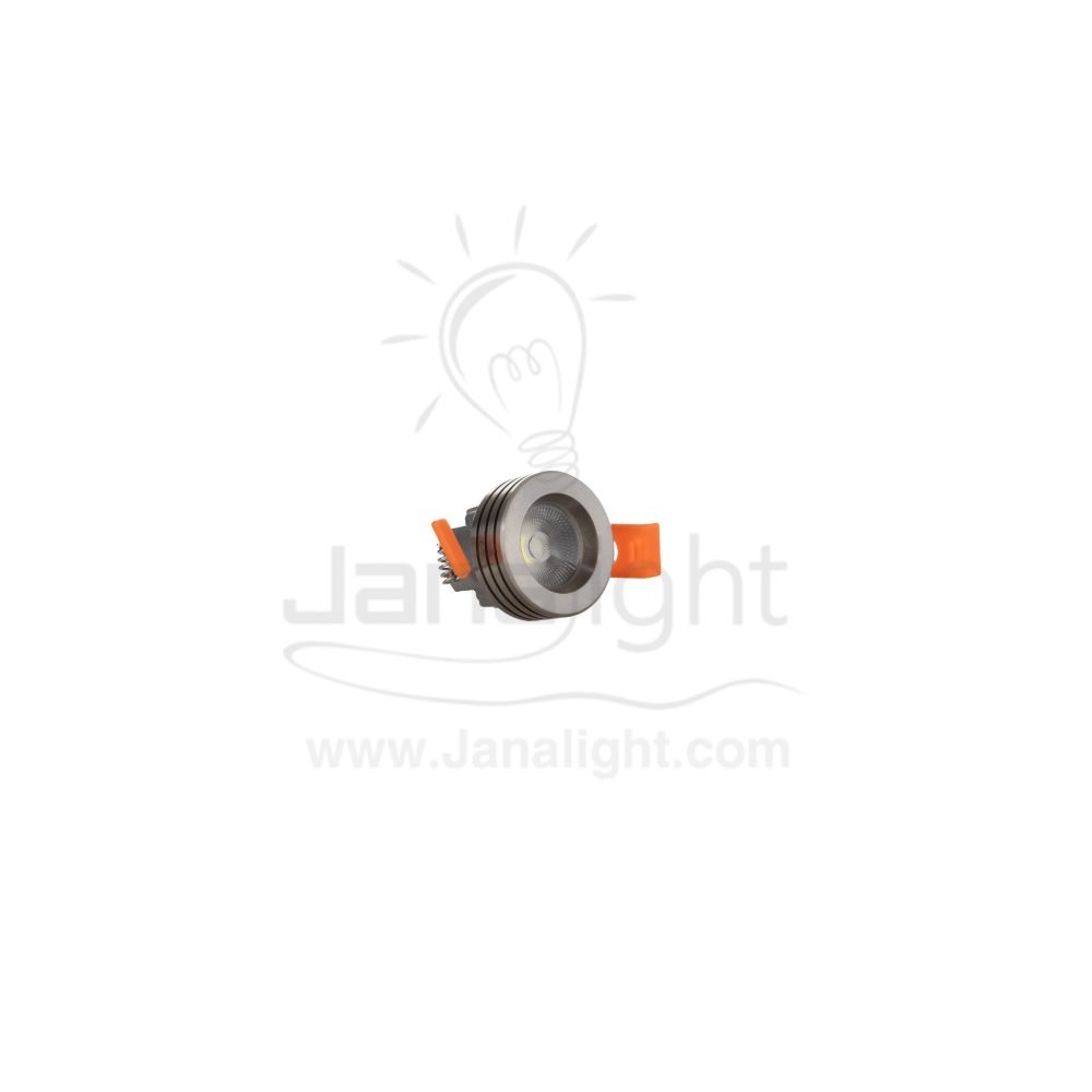 سبوت زر لد 3 وات COB شفرات فضي مط ابيض Mini led downlight 3 watt with side striated