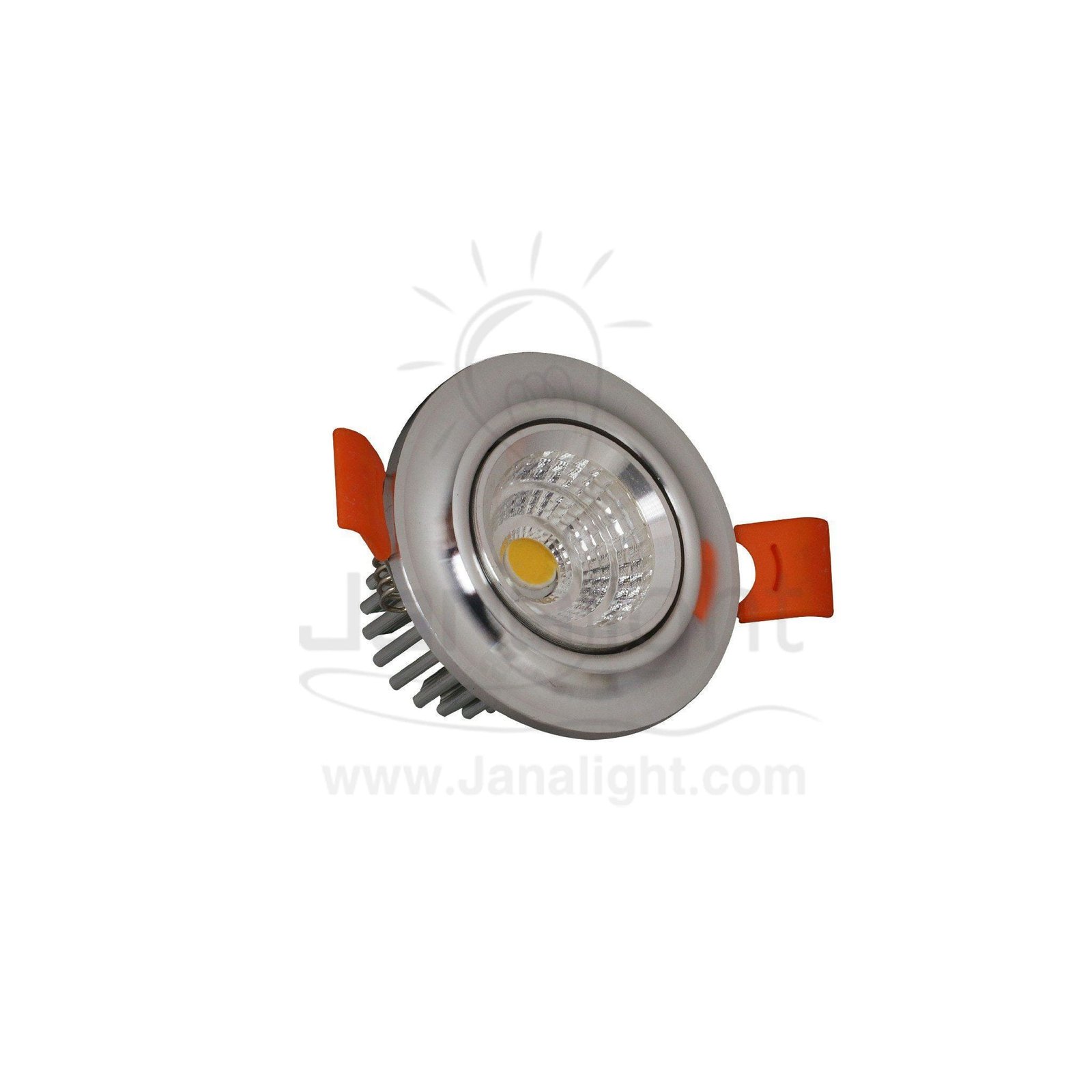 سبوت لايت 5 وات 5سم فضي وورم COB غاطس pivoting round recessed silver led spotlight 5 watt