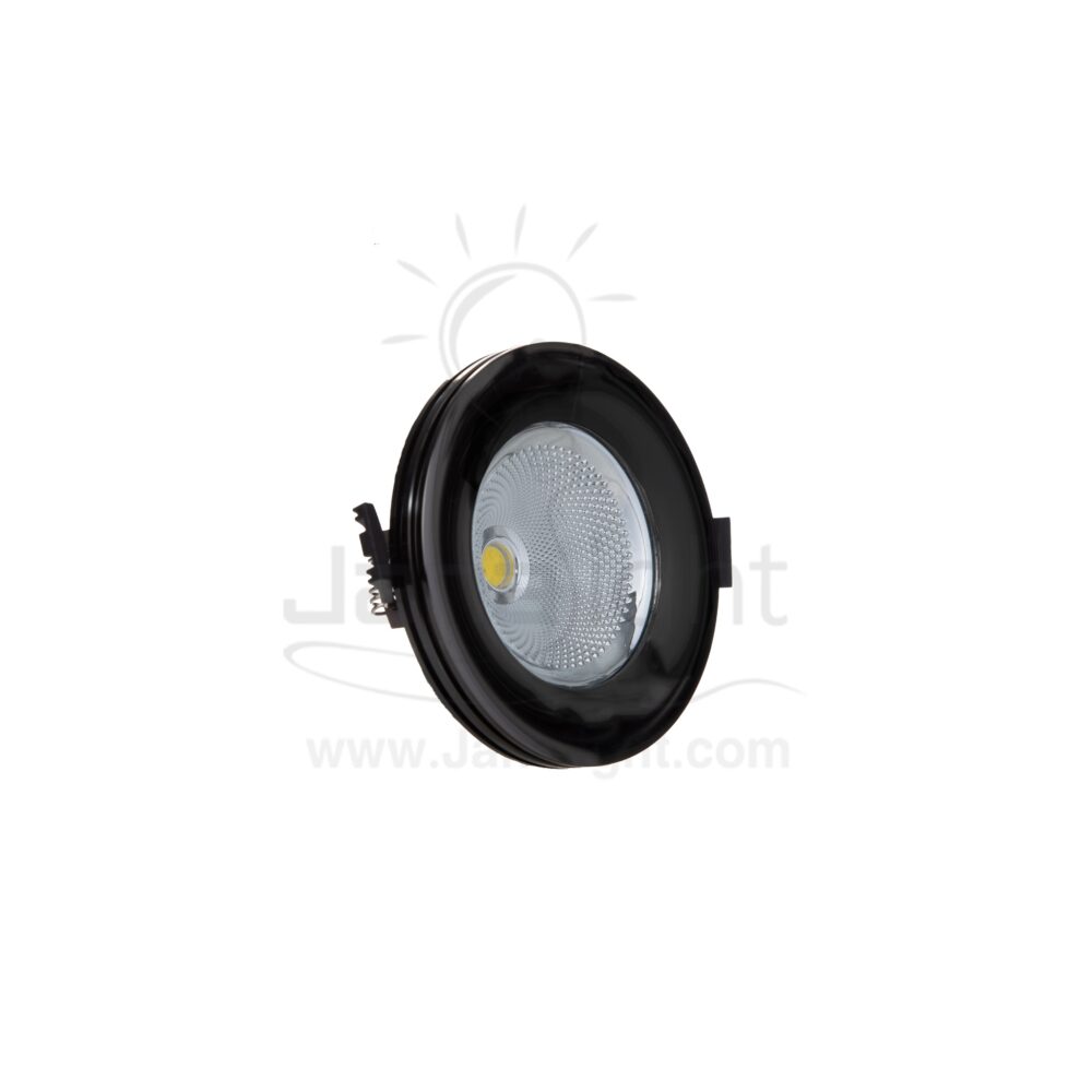 سبوت لد 7 وات COB شفرات اسود كول Recessed round black spotlight with side striate 10 cm