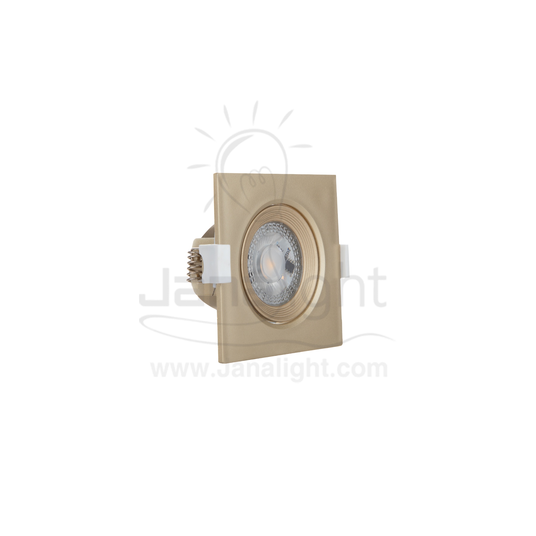 سبوت لد بريق 5 وات مربع متحرك شمباني وورم BQ 3-21 Square pivoting recessed Champagne spotlight 9 cm