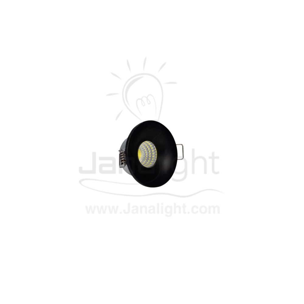 سبوت زر 3 وات مجوف اسود مط ابيض جنى لايت fixed recessed round black mini led spotlight 3 watt 3cm 103015899(1)