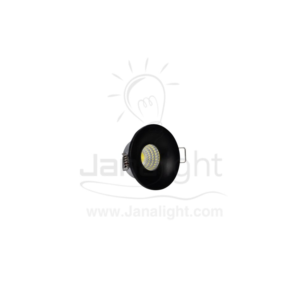 سبوت زر 3 وات مجوف اسود مط وورم جنى لايت fixed recessed round black mini led spotlight 3 watt 3cm 103015900(1)