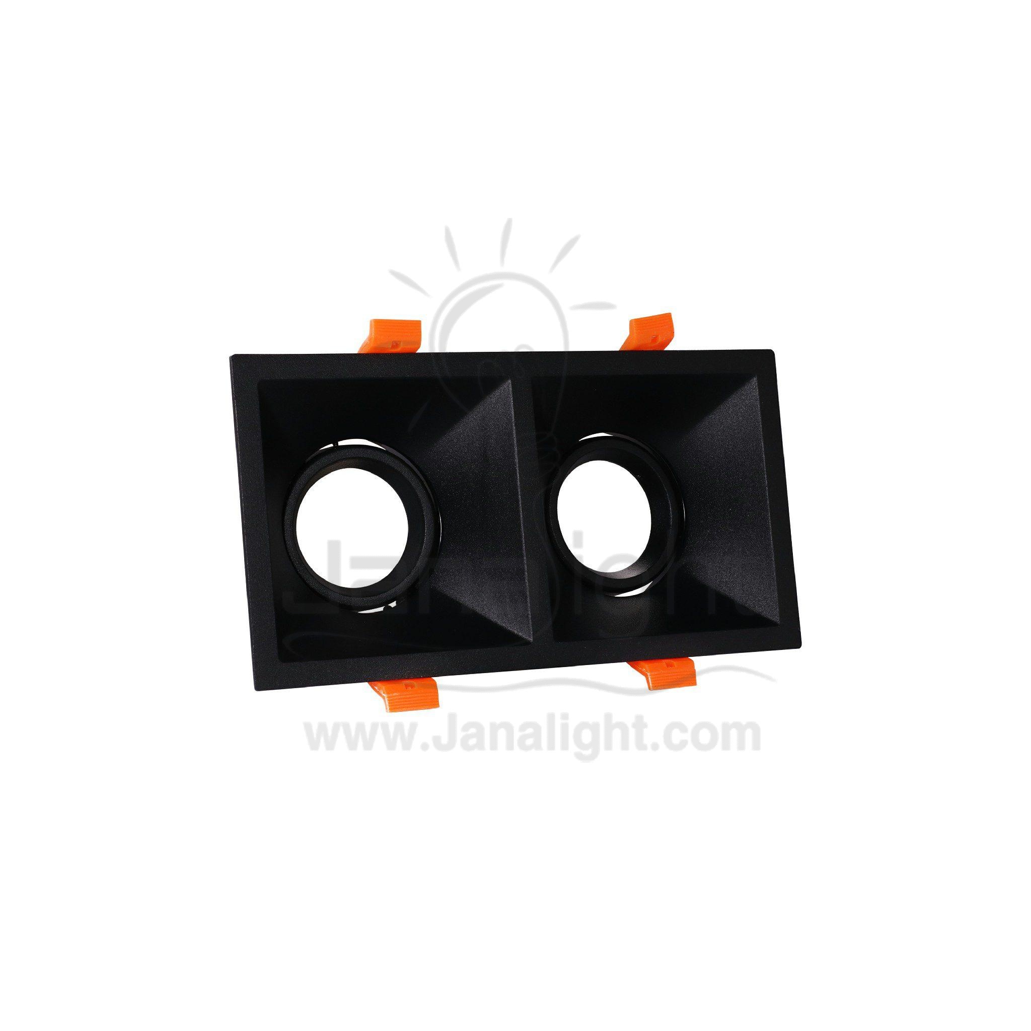 جسم سبوت 2عين مسحوب مربع فارغ اسود Double Square Black SpotLight Frame