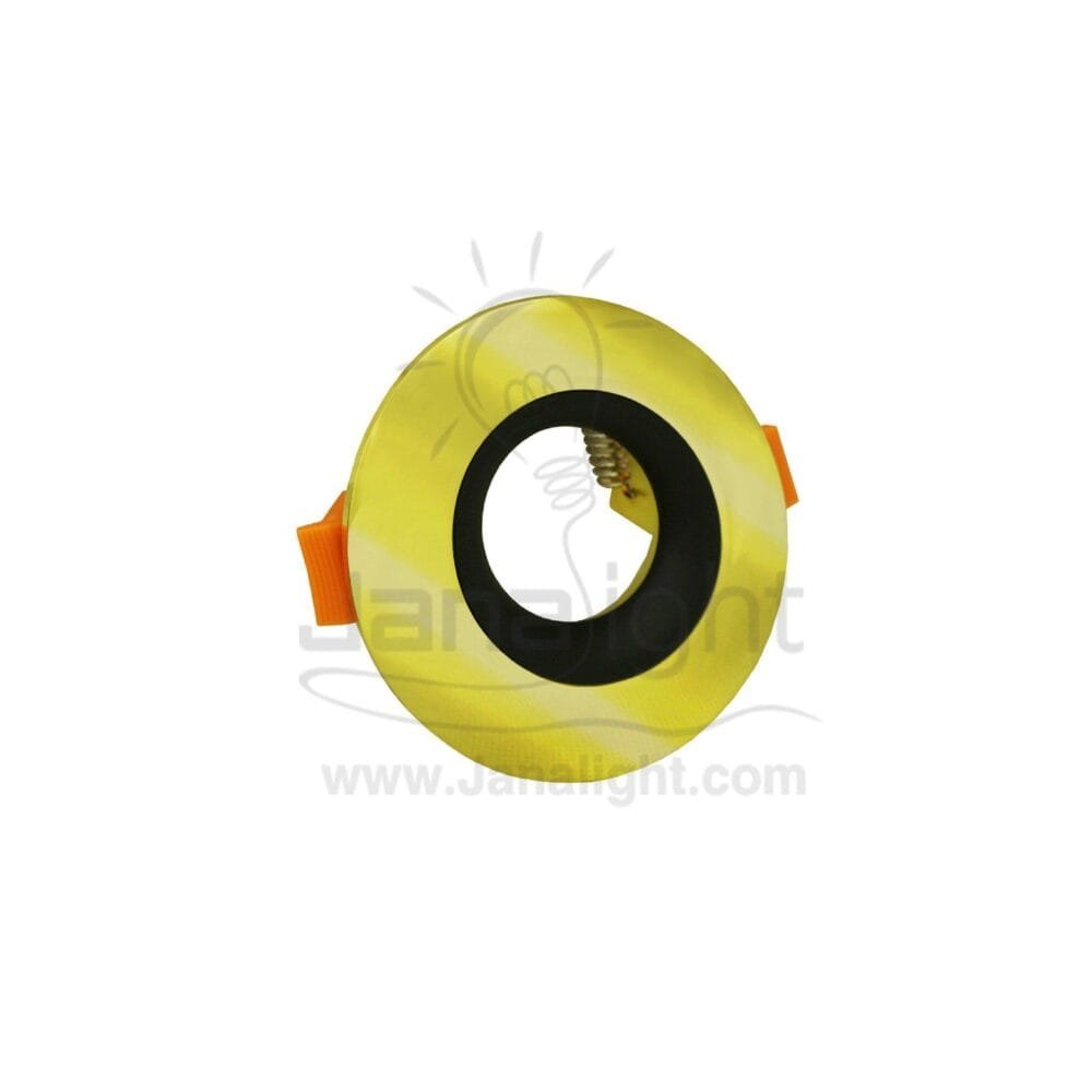 سبوت فارغ 6 سم مدور ذهبي لامع حلق اسود Round Shiny Gold 6 SpotLight Frame with Black ring