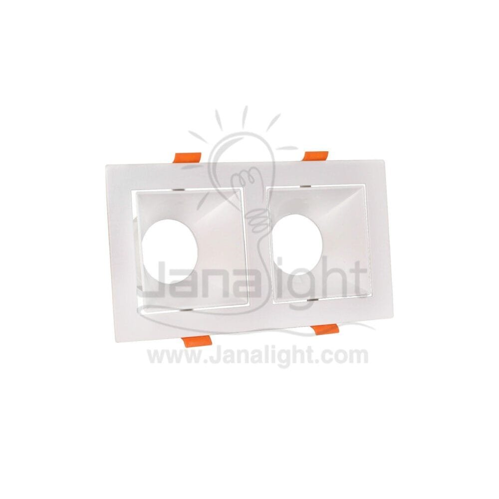 جسم سبوت 2عين مربع فارغ ابيض ابيض Double Square White White SpotLight Frame