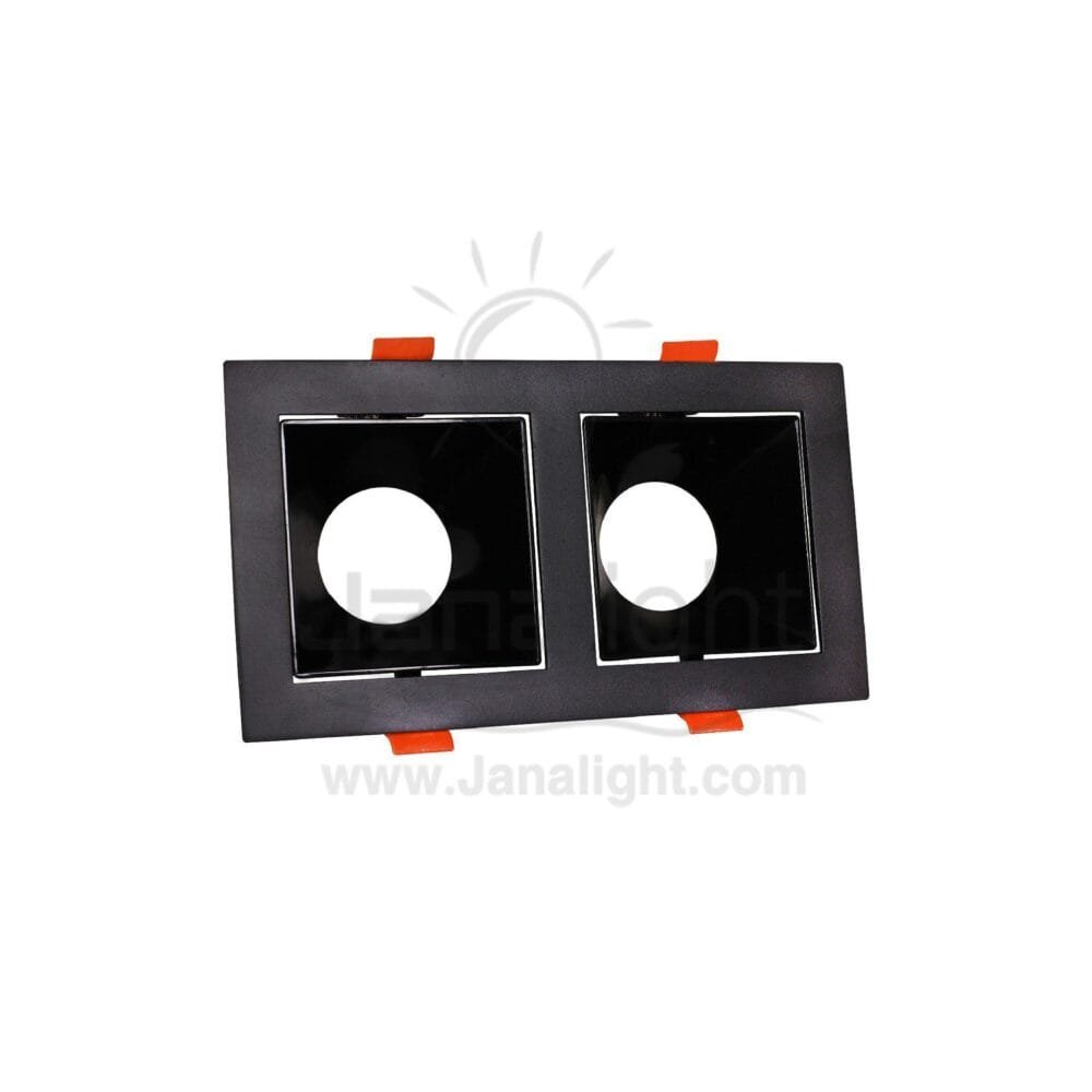 جسم سبوت لايت 2عين مربع فارغ رمادي اسود Double Square Grey Black SpotLight Frame