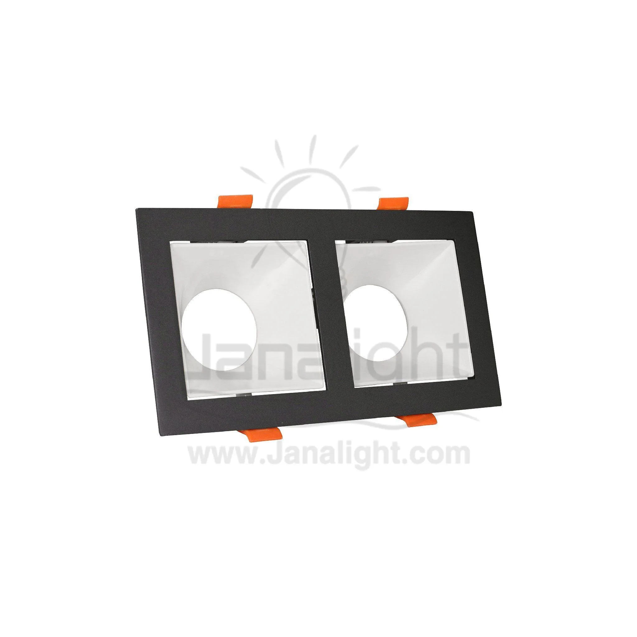 جسم سبوت لايت 2عين مربع فارغ رمادي ابيض Double Square Grey White Spotlight Frame