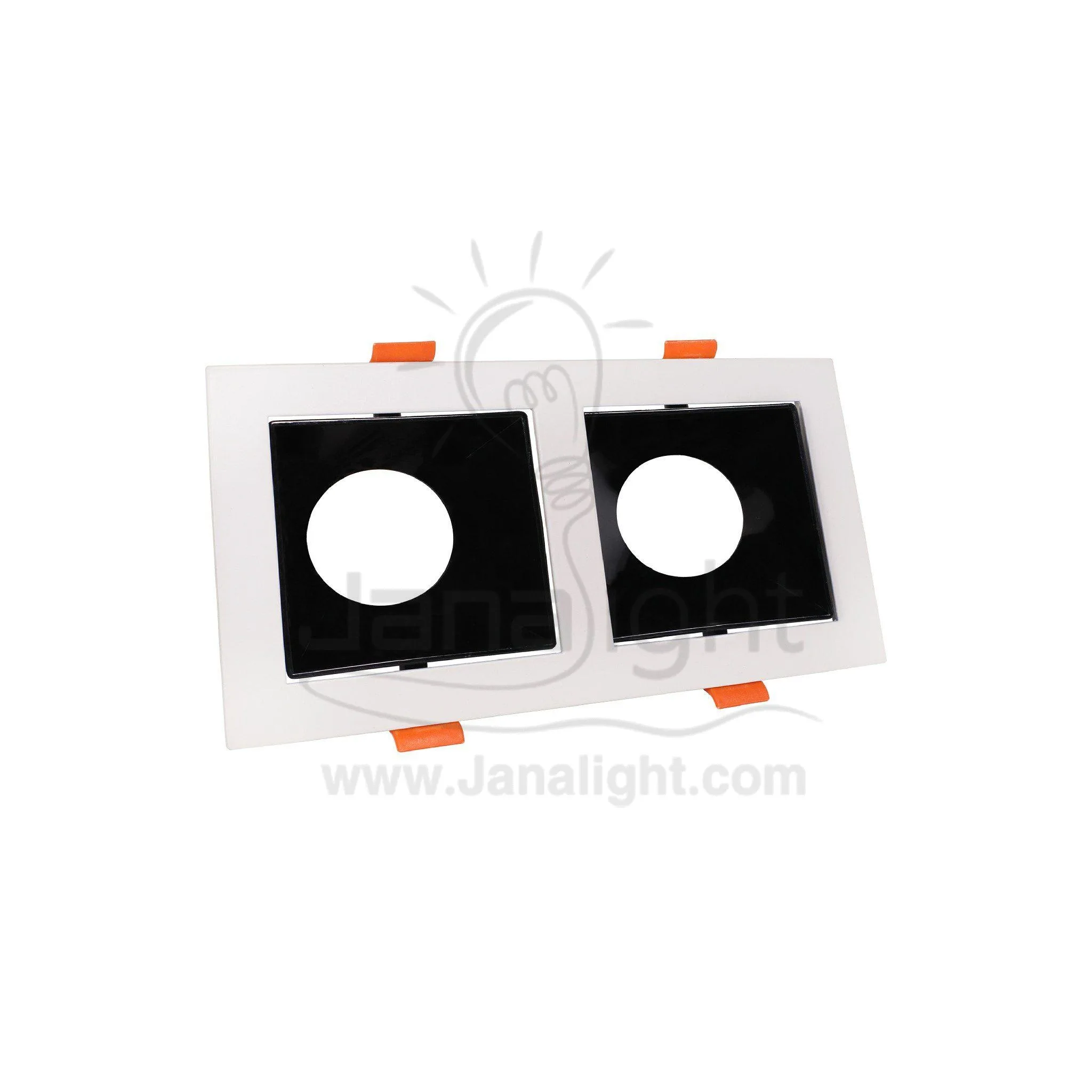 جسم سبوت 2عين مربع فارغ ابيض اسود Double Square White Black Spotlight Frame