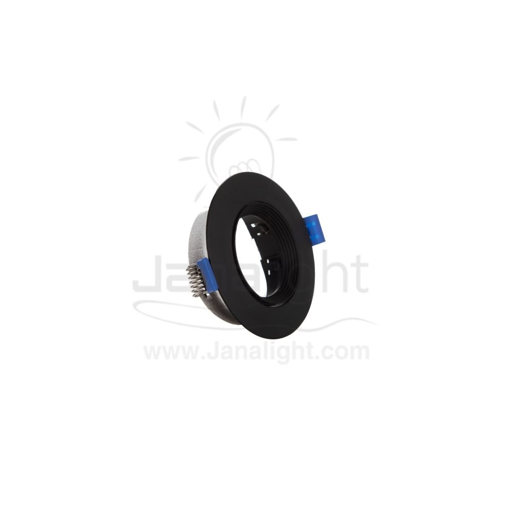 سبوت فارغ 7.5 مدور بلاستك اسود x اسود مدرج جنى لايت Pivoting black & black plastic recessed frame spotlight 9cm