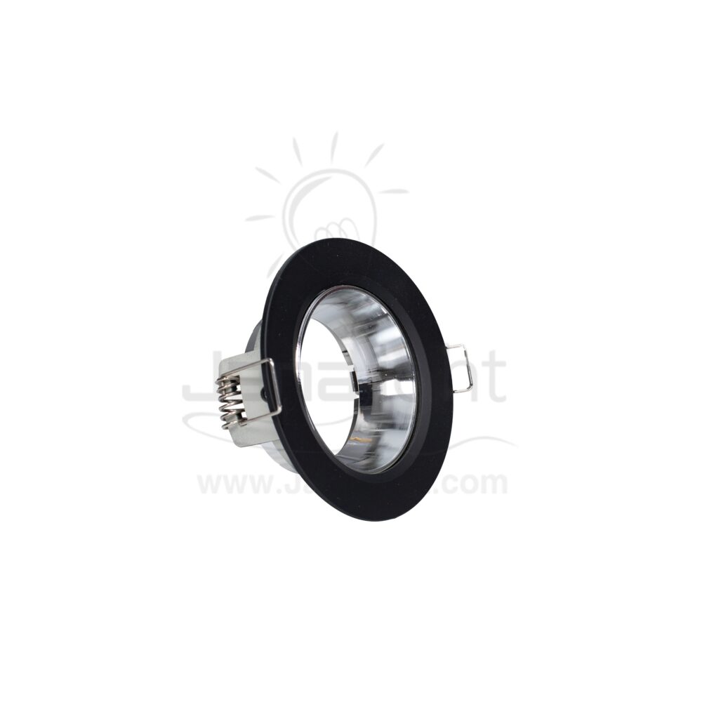 سبوت مدور متحرك فارغ ناعم كونو اسود - فضي بريق BQ-02-18 pivoting round recessed silver & black frame spotlight 9 cm 103016116 (1)