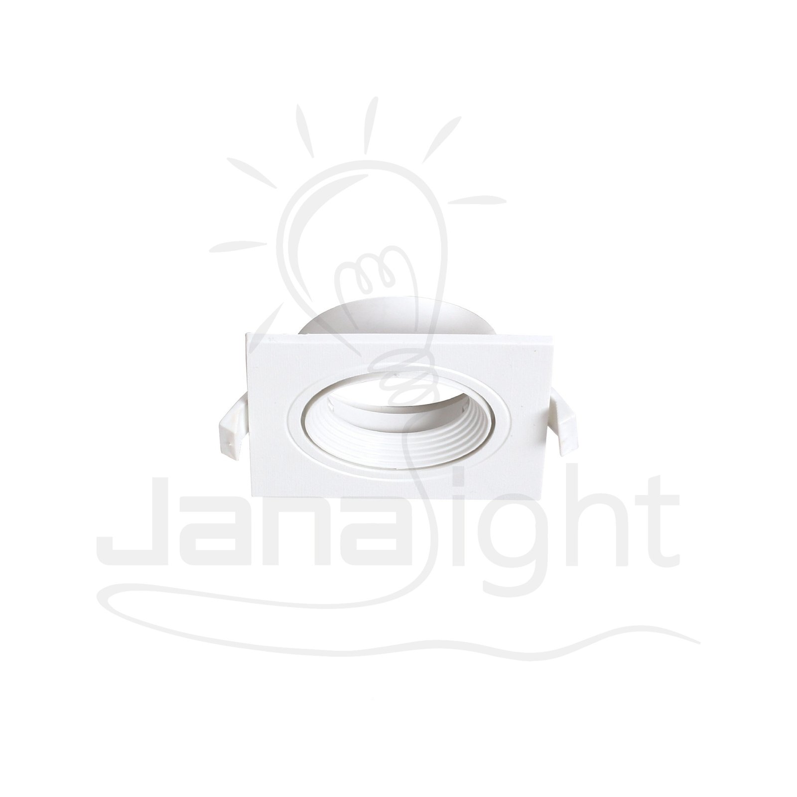 جسم سبوت 1 عين مربع فلات مقشش ابيض بلاستك بريق BQ-02-19 Single Eye Spotlight Body Square Flat Textured White Plastic Bariq BQ-02-19