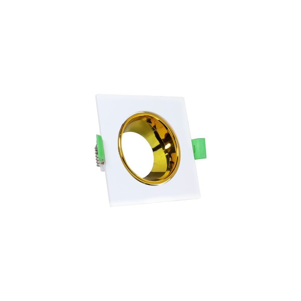 سبوت لايت فارغ متحرك مربع بلاستك ابيض ذهبي لامع جنى لايت JN404 single square shiny white & gold Spotlight frame 103016166(1)