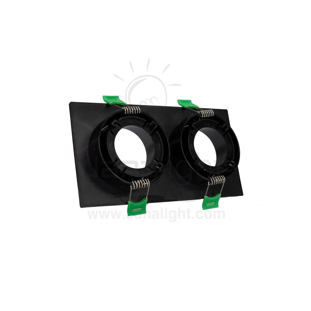 سبوت لايت فارغ متحرك مستطيل 2 عين Double square black Spotlight frame