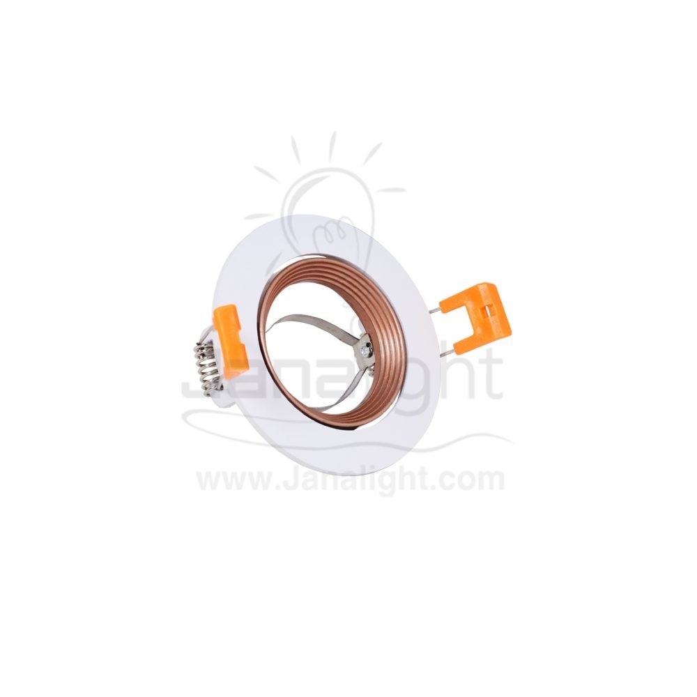 سبوت لايت فارغ متحرك مدور مدرج المنيوم ابيض ونحاسي جنى لايت LT-208 Round pivoting gradual white and copper recessed frame spotlight