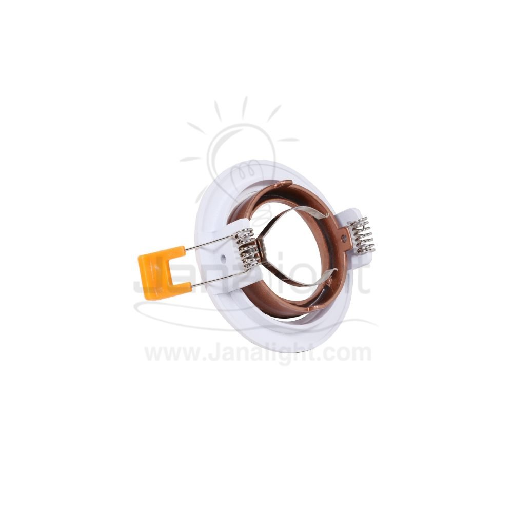 سبوت لايت فارغ متحرك مدور مدرج المنيوم ابيض ونحاسي جنى لايت LT-208 Round pivoting gradual white and copper recessed frame spotlight