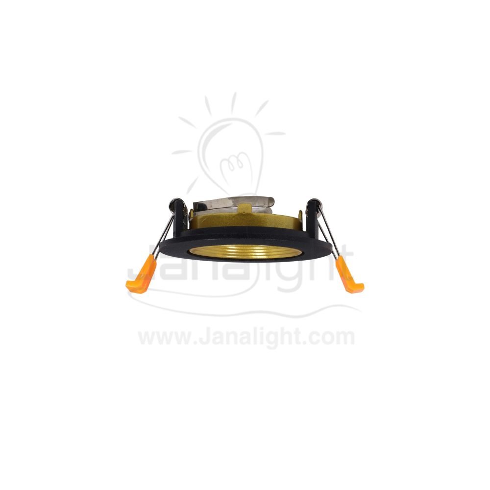 سبوت لايت فارغ متحرك مدور مدرج المنيوم اسود وذهبي جنى لايت LT-208 Round pivoting gradual black and gold recessed frame spotlight