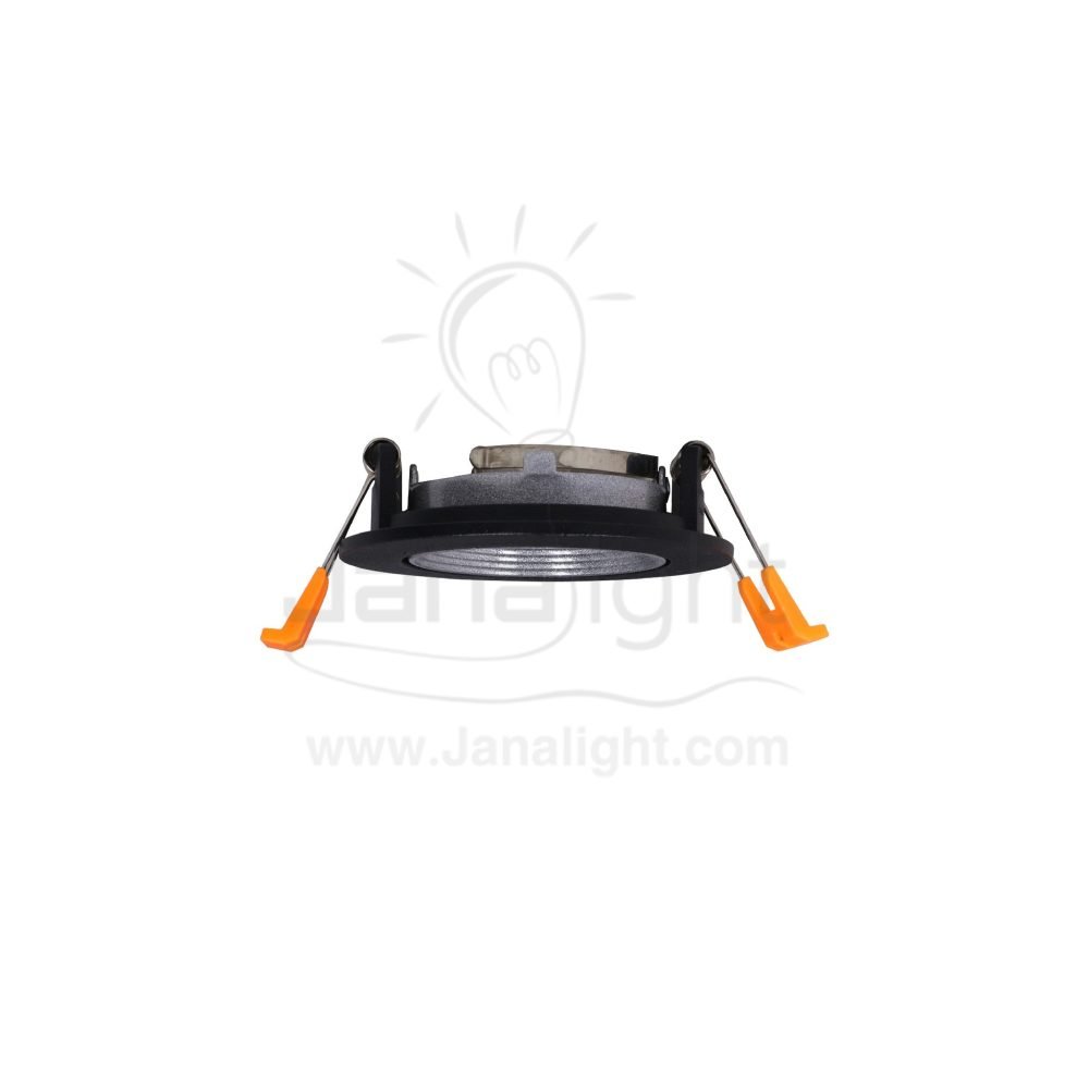 سبوت لايت فارغ متحرك مدور مدرج المنيوم اسود وفضي جنى لايت LT-208 Round pivoting gradual black and silver recessed frame spotlight