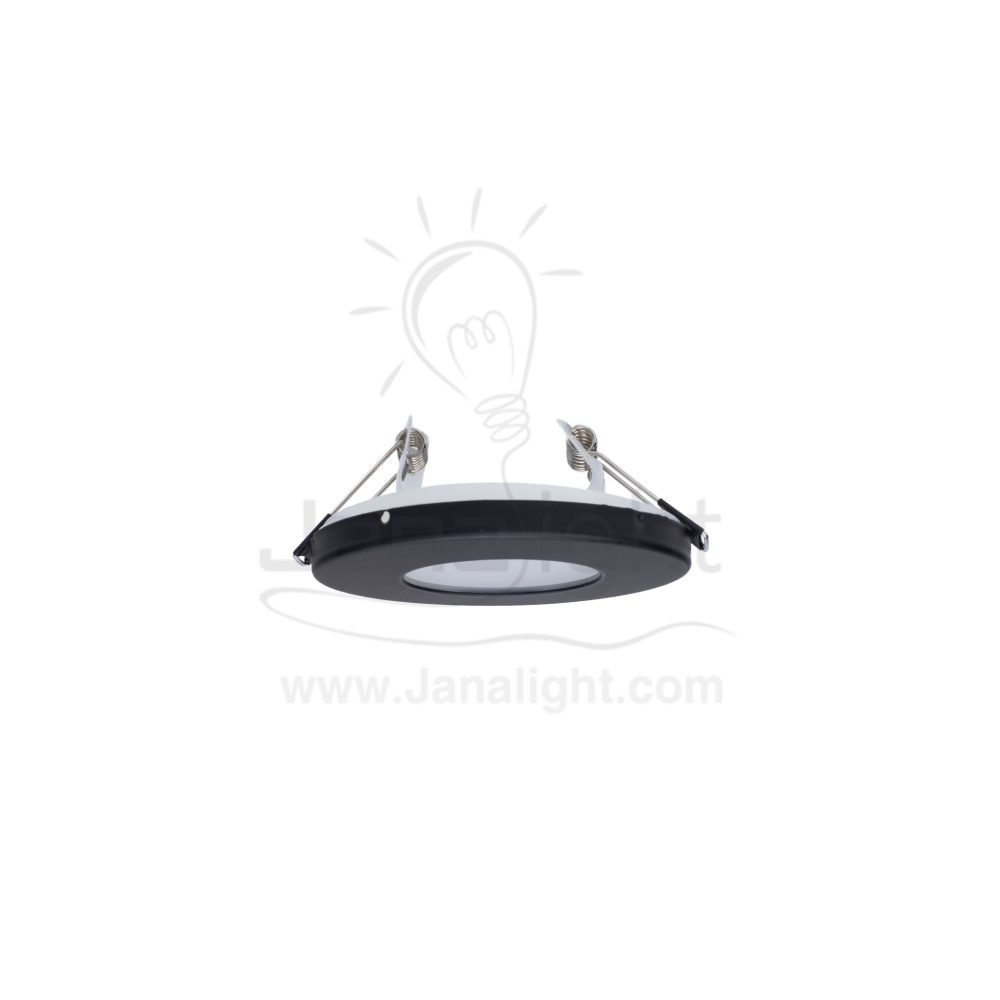 سبوت وتربروف للحمامات اسود مدور جنى لايت JN432 Round black waterproof recessed frame spotlight