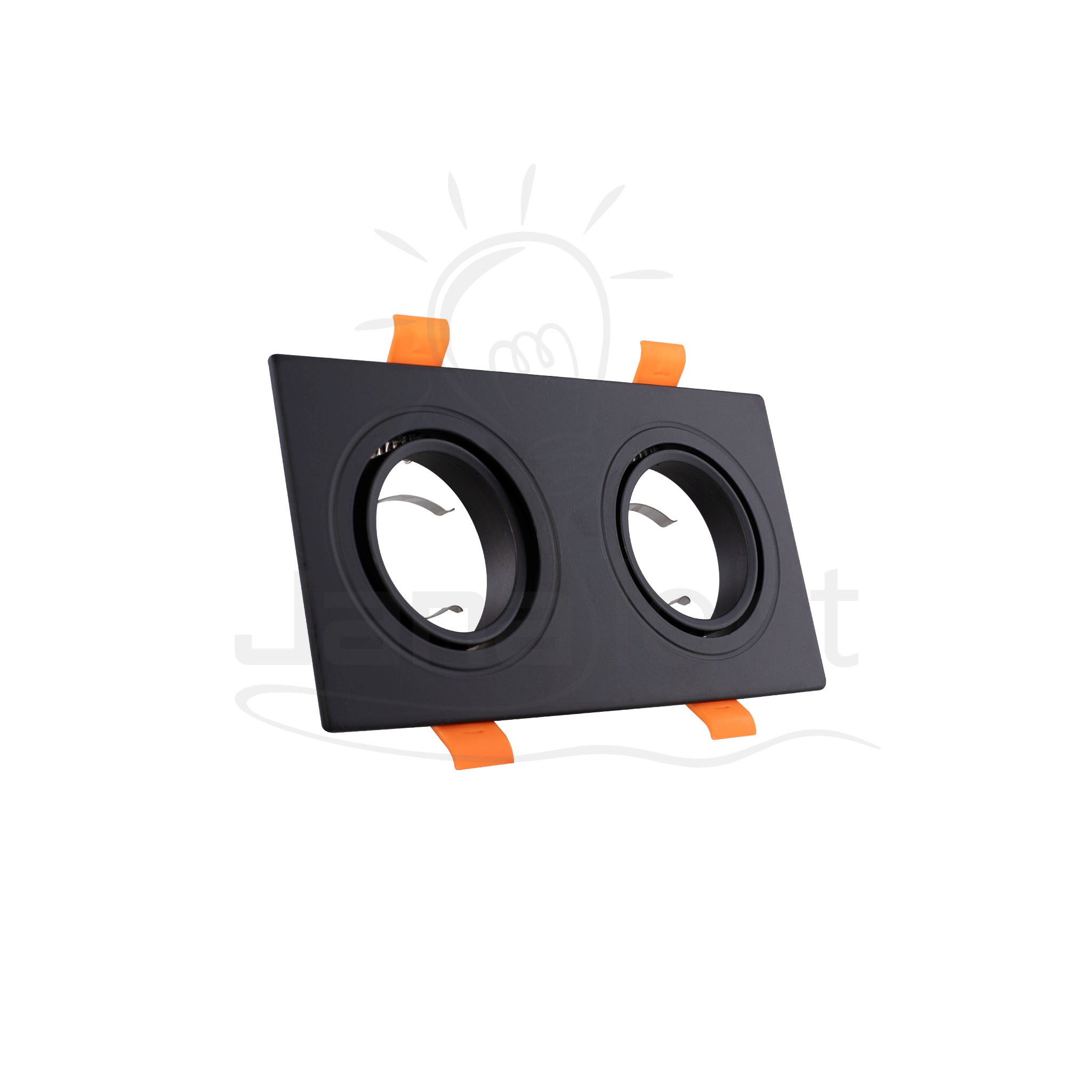 جسم سبوت 2 عين مربع فلات حلقة ثابتة اسود جنى لايت Spot body 2 square eye flat fixed ring black Jana Light