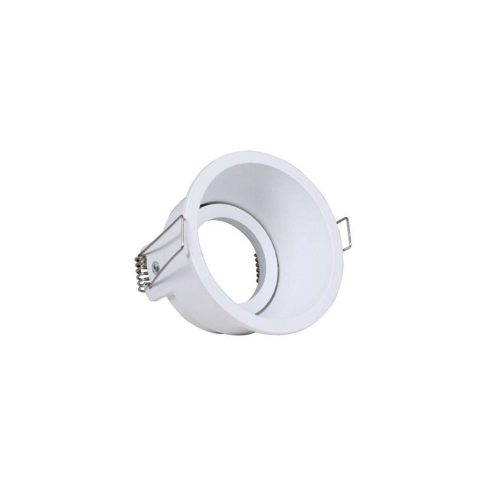 سبوت لايت فارغ مسحوب متحرك مدور ابيض المنيوم جنى لايت LT 215 Round pivoting deep metallic white recessed frame spotlight 103016305(1)