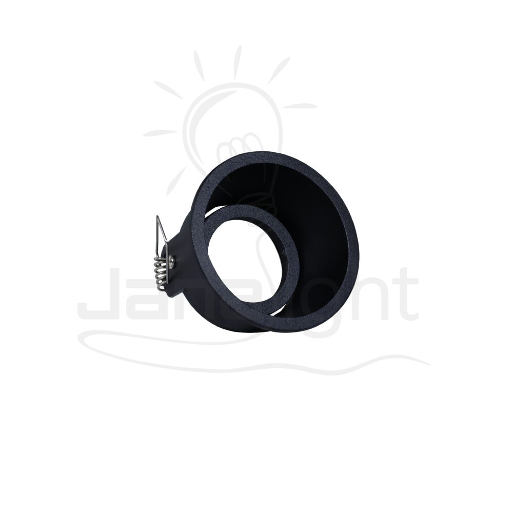 سبوت لايت فارغ مسحوب متحرك مدور اسود المنيوم جنى لايت LT 215 Recessed pivoting deep round frame black spotlight