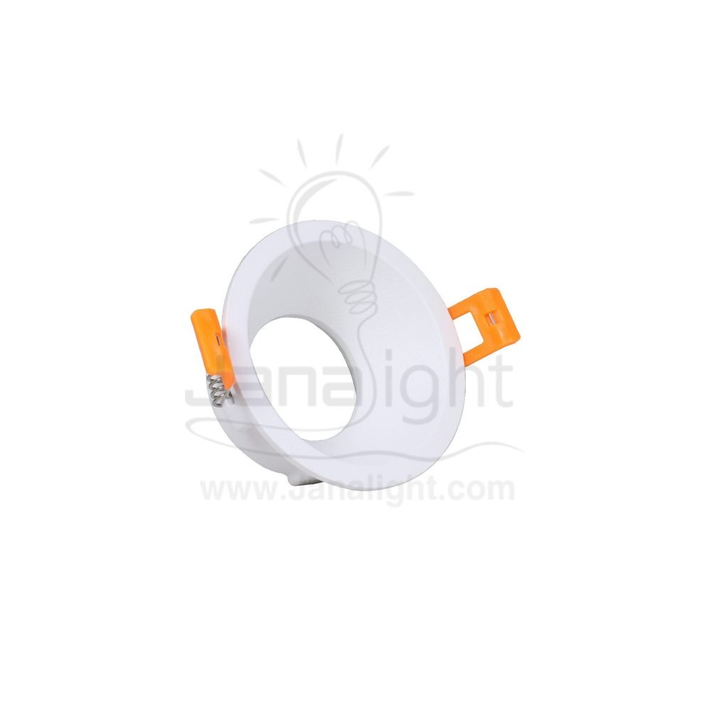 سبوت لايت فارغ مسحوب مدور ثابت ابيض المنيوم جنى لايت LT 214 Round fixed deep metallic white recessed frame spotlight