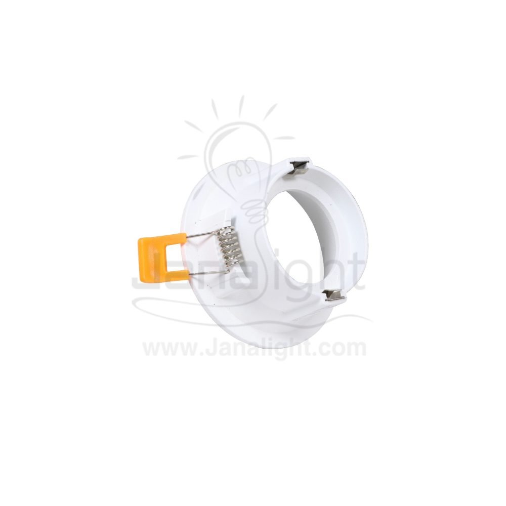 سبوت لايت فارغ مسحوب مدور ثابت ابيض المنيوم جنى لايت LT 214 Round fixed deep metallic white recessed frame spotlight