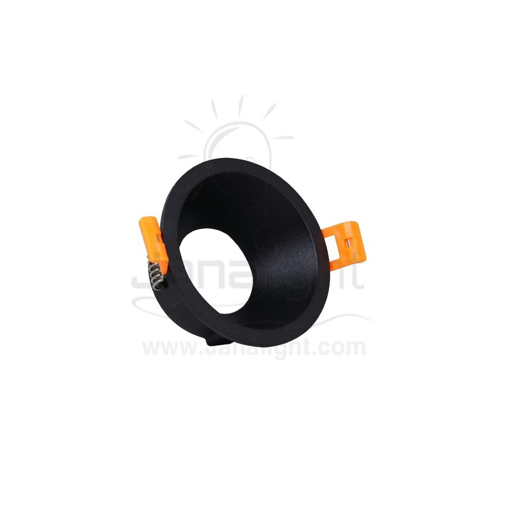 سبوت لايت فارغ مسحوب مدور ثابت اسود المنيوم جنى لايت LT 214 Round fixed deep metallic black recessed frame spotlight