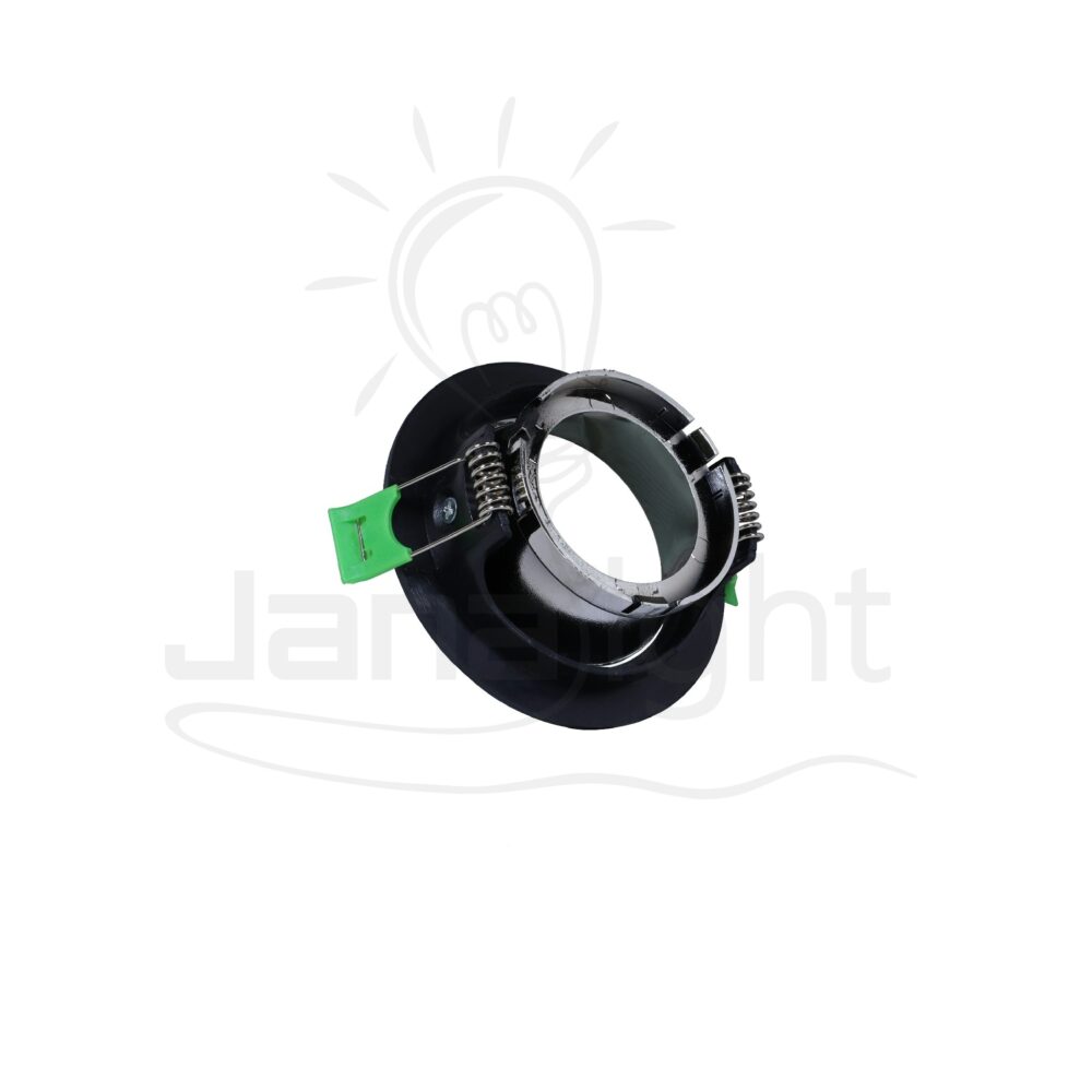 سبوت لايت فارغ متحرك مدور بلاستيك اسود وفضي لامع جنى لايت JN402 Recessed pivoting deep round frame black and bright gray spotlight