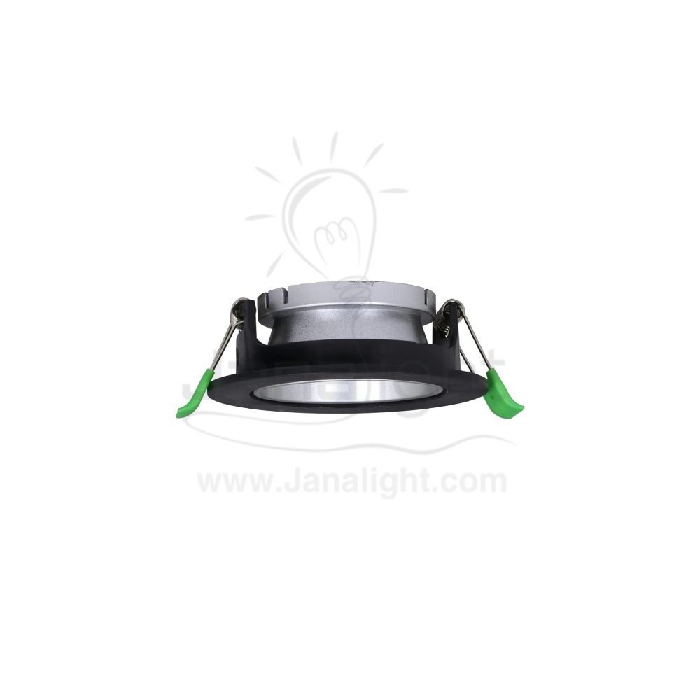 سبوت لايت فارغ متحرك مدور اسود وفضي مط جنى لايت JN402 Round pivoting black and matt silver recessed frame spotlight