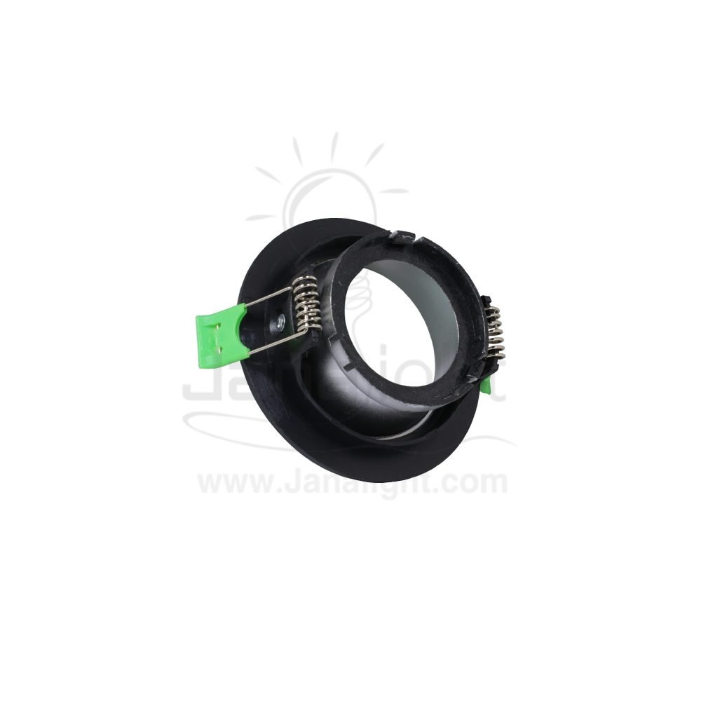 سبوت لايت فارغ متحرك مدور اسود وفضي مط جنى لايت JN402 Round pivoting black and matt silver recessed frame spotlight