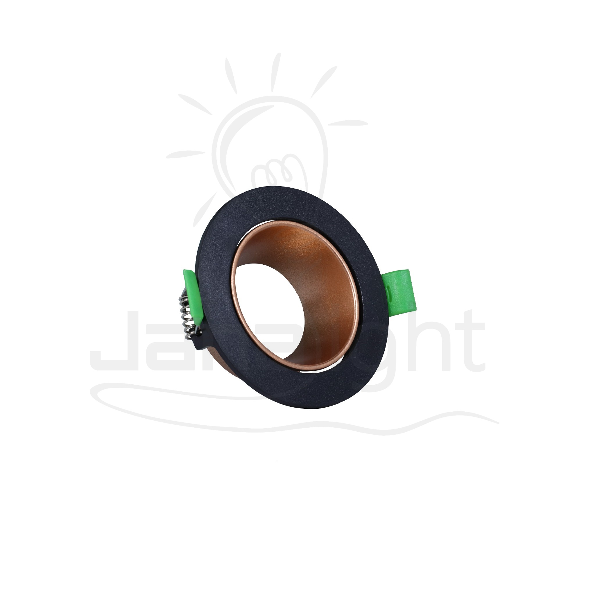 سبوت لايت فارغ متحرك مدور بلاستيك اسود و روز جولد مط جنى لايت JN403 Recessed pivoting deep round frame black and matt rose gold spotlight